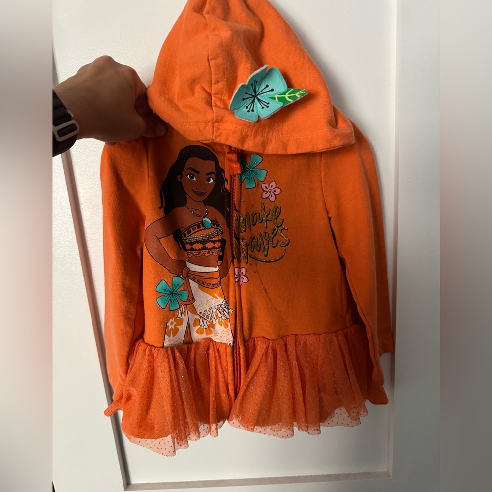 Orange Hooded Jacket with Character Print
